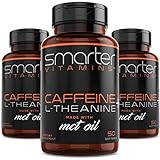 (3-Pack) 200mg Caffeine Pills with 100mg L-Theanine for Energy, Focus and Clarity + Coconut MCT Oil, Pre Workout, Nootropic Brain Booster, Extended Release Capsule