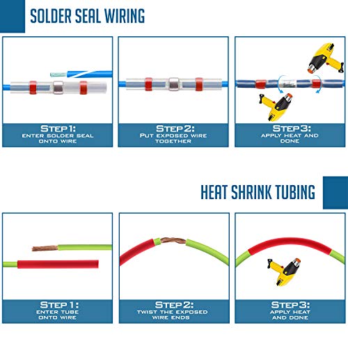Exuby 100 Solder Seal Wire Connectors and 530 Heat Shrink Tubing Bundle Pack - Professional Grade with Easy Color Coordination & Organization Box - Quick & Easy Waterproof Soldering with NO Crimping - Thumbnail 3