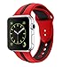 Soft Silicone Watch Band for Apple iWatch Sports/Editions Series 2/Series 1 Sport Style Replacement Watchband Strap Stripe Contrast Color Wristbands (Black/Red, 38mm)