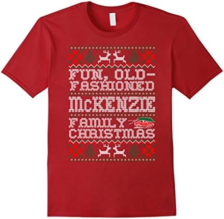 Men's Fun Old Fashioned McKenzie Family Christmas Ugly T Shirt XL Cranberry
