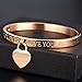 JINHUI Gold Bangles Bracelets for Women, Love Heart Dangle Charm Dainty Women’s Bangles Bracelets Hollow out 18K Plated Engraved Stainless Steel 6.5” (rosegold)