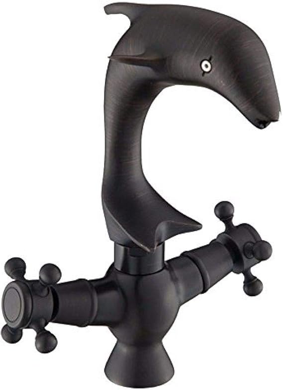 Grifo de la cocina Grifo de delfín negro Lavabo de cobre Grifo del baño