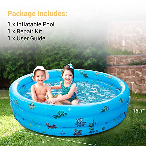 AsterOutdoor Kids Inflatable Swimming Pool 3 Rings Round Pools Baby