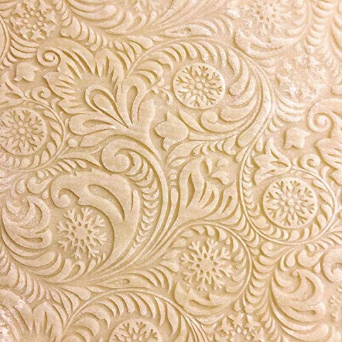 Embossing Rolling Pin Engraving Roller Cookies Decorating Embossed Rollers Pins with Engraved Flower for Baking Dough, Pie, Cookie, Fondant, Pastry, Biscuit (35 x 5cm)