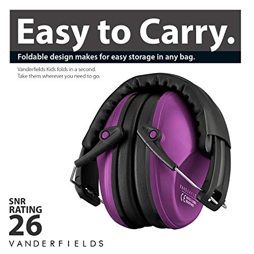 Vanderfields Earmuffs for Kids Toddlers Children - Hearing Protection Ear Defenders for Small Adults Women - Foldable Design Ear Defenders Adjustable Padded Headband Noise Reduction (Purple Power) - Thumbnail 5