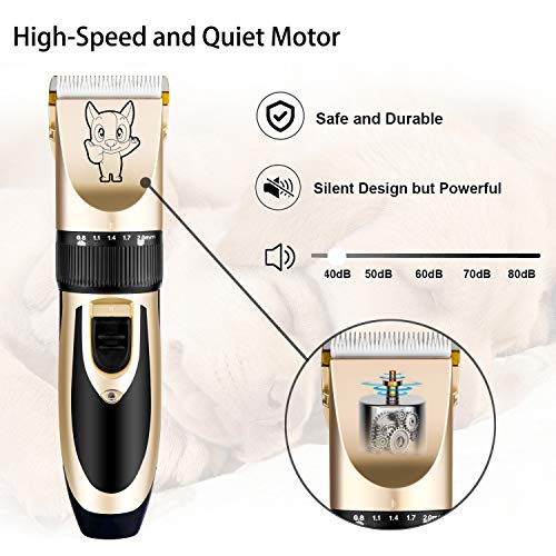 Dog Grooming Kit Clippers, Low Noise, Electric Quiet, Rechargeable
