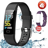 Juboury Fitness Tracker HR, Activity Tracker Watch Heart Rate Monitor, Waterproof Smart Bracelet Step Counter, Calorie Counter, Pedometer Watch Kids Women Men, Android & iOS (Black)