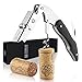 Wine Key - CORKAS Solid Wine Opener, Upgraded Double Hinged, Real Handcrafted Assemble Waiter Corkscrew with Foil Cutter and Bottle Opener, Compact and Heavy Duty with Real 430 Stainless Steel- Ebony