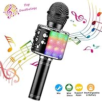 ShinePick Bluetooth Karaoke Microphone, 4 in 1 Wireless Microphone Handheld Portable Karaoke Machine, Home KTV Player, Compatible with Android & iOS Devices(Black)