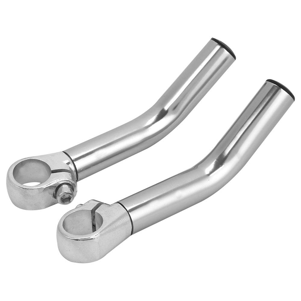 Bike Handlebar End, 1 Pair Aluminum Alloy Bicycle Handlebar Grip End Bar End with Stopper for 22.2mm Handlebar Replacement(silver)