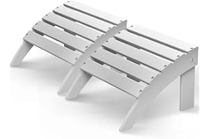 GREENVINES Adirondack-Ottoman | Set of 2 | HDPE Plastic | Outdoor Footrest | All Weather | Foot Rest | Foot Stool | White | for Adirondack Chair | for Patio Backyard Pool