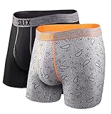 SAXX Men's Platinum Boxer Brief SXBB41F Black and Heather Paisley