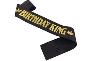 MGJSRNH Birthday Queen Sash, Royal Theme, Adult Size, Black-Gold, 1 Piece, Party Favor