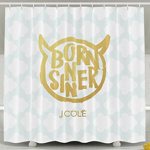 Memoy Jcole Born Logo Sinner Mildew Resistant Bathroom Shower Curtain For Home Traval Hotel With Hooks 6072inch