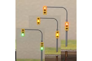 2Pcs Model Train Crossing Signals For HO OO Scale, Red Yellow Green Lights, Thread Base, Model Railway Led Lamppost Lamps Str