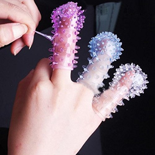 Keliay 1Pcs Crystal Special Spike Ball Finger Condoms Sleeve G-point Stimulator Tool (random color)
