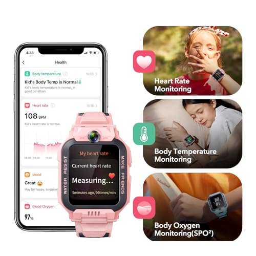 imoo Z7 Kids Smart Watch, Smart watch for Girls, Kids Smartwatch Phone with Long-lasting Video & Phone Call, Kid Watches with GPS Tracker, IPX8 Swimming Water-Resistance (Z7, Pink)