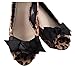 Douqu 1 Pair New Leopard Animal Print Ribbon Shoe Clips Retro Bows 3.15inch Vinitage Style Cute Shoe Charms for Women (Black)