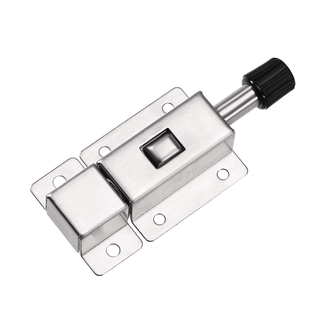 sourcing map Door Barrel Bolt, Stainless Steel 304 Security Push Button Spring Loaded Latch 1pcs