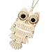 Amazing Value Jewelry Set Kit of 2 Classic Style Necklaces With Cute Black Eyed Owls Pendants On Chains In Silver And Golden Colors By VAGA®