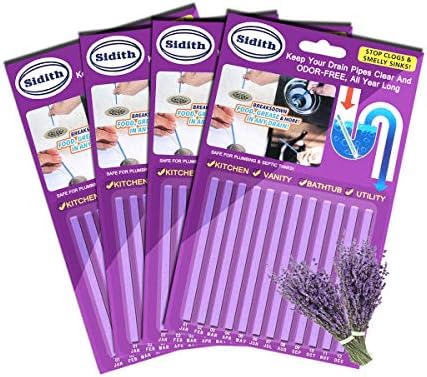 Sidith Drain Cleaner Sticks, Sink Deodorizer (48 Pack), Sink Freshener to Keep Odor Free As Seen On TV for Bathroom, Kitchen, Toilet, Shower Drain (Lavender)