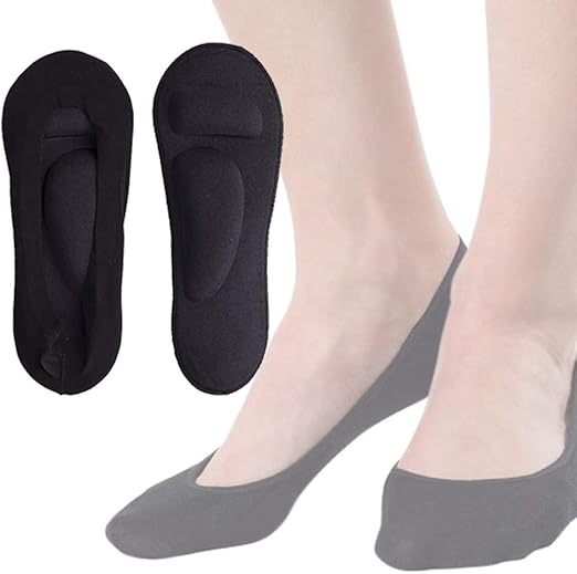 Women's No Show Nylon Sock Liner with Padded Arch Support Cushion (2