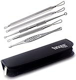 Epique Beauty Blackhead, Blemish and Comedones Extractor Black - Great Acne Pimples Remover Tool Kit - Professional Facial Set