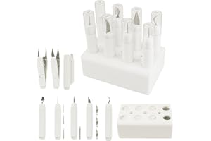 Enjoy Myself Pen-Shape Vinyl Weeding Tool Kit with Storage Box, Basic Weed Removal Tools Set for Cricut/Silhouette/Sizzix/Siser HTV/Oracal Vinyl-White