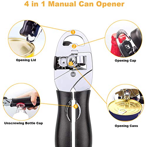 Manual Can Opener,XPANON Multifunction 4 in 1 Stainless Steel Manual