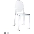 2xhome Louis Large Transparent Vanity Mid Century Ghost Chair, Clear
