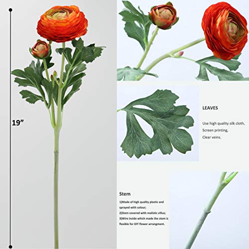 Artificial Ranunculus Flowers with Real Touch Stem, Silk Ranunculus