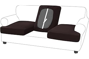 molasofa T-Cushion Sofa Seat Slipcovers Set, Couch Protector for Sectional, Armchair, Loveseat - Stretch Spandex Fabric (3 Cushion Sofa,Chocolate)