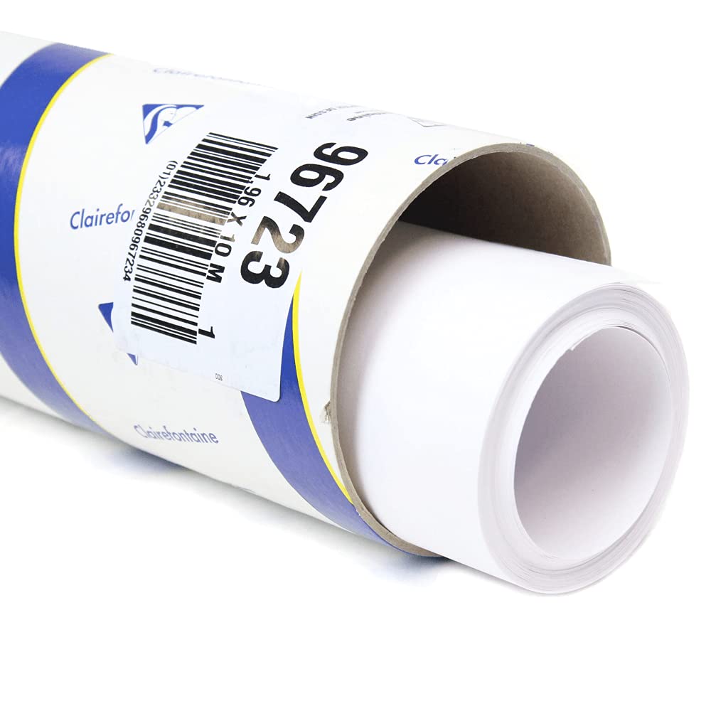 Clairefontaine - Ref 96714C - White Drawing Sketch Paper Roll (Single Roll) - 1.5 x 10m Sized, 200gsm Paper, White & Smooth Drawing Paper, Acid Free, pH Neutral