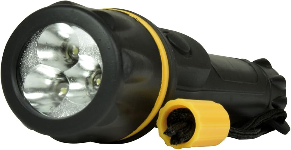 Mercury Heavy Duty LED Rubber Torch 2 AA Batteries Anti-Roll Splash Resistant