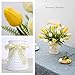 YILIYAJIA Artificial Tulips Flowers with Ceramics Vase Fake Tulip Bridal Bouquets Real Touch Flowers Arrangement for Home Table Wedding Office Decoration(Yellow&Beige)