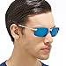 Aoron Polarized Oval Sunglasses with Mirrored Lens (Blue Mirrored)
