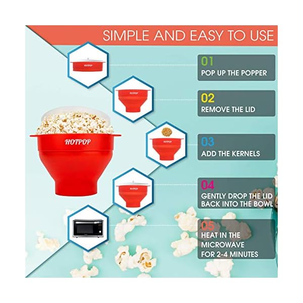 The Original Hotpop Microwave Popcorn Popper Silicone Bowl, BPAFree