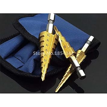 Generic 3Pcs Set HSS Titanium 3-12.4-20,4-12mm Hex Shank Metal Step Drill Bit Hole Cutter Wood Cone Core Drilling Saw Power Drills Tools