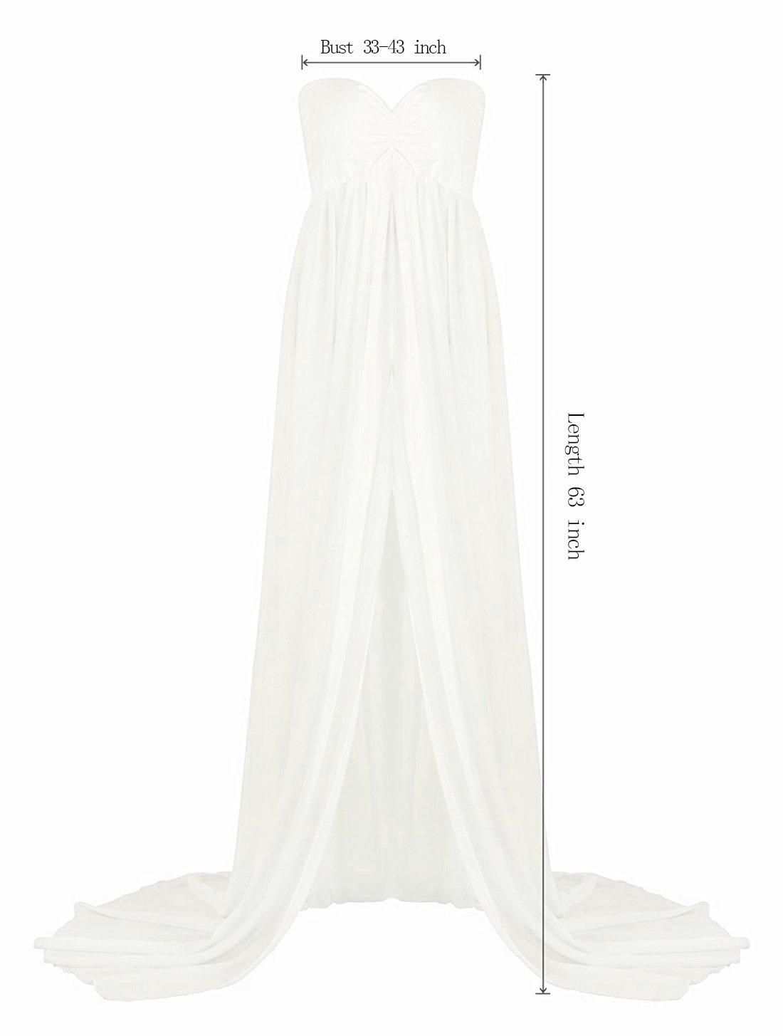 Gititlys Split Front Ruched Tube Top Sleeveless Long Sexy Pregnant Dresses for Photo Shoot Baby Shower Wedding Special Occations White