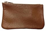 AimTrend Men's Leather Zippered Coin Pouch Change Holder, Tan