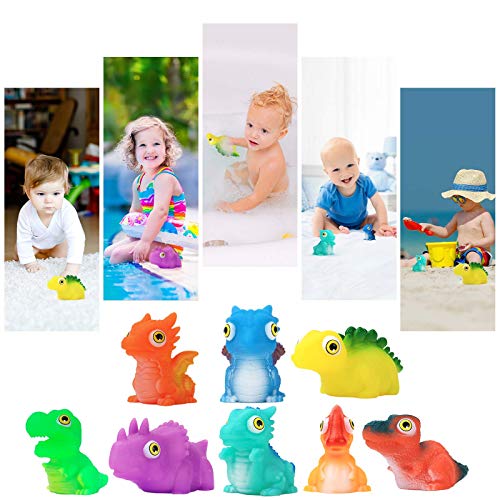 Lightaling 8 Packs Bath Toy,Light up Floating Dinosaur Bath Toys Set