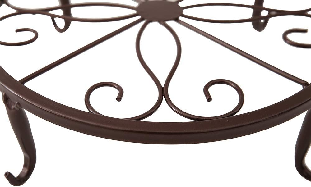 TYZ Metal Potted Plant Stand Floor Flower Pot Holder Decorative Pot Trivet Set of 3 (Brown) : Garden & Outdoor