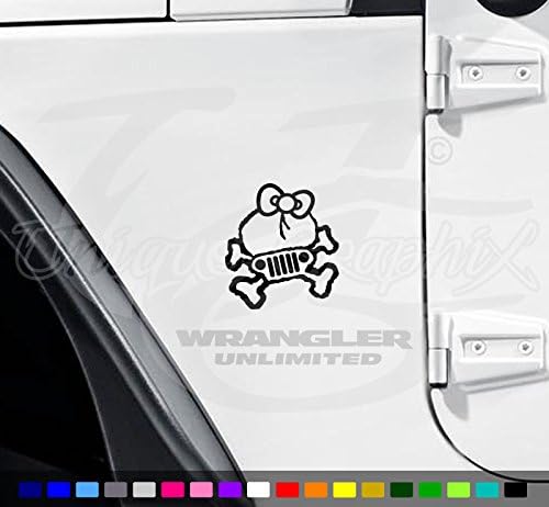 Unique Graphix Jeep Skull Girl Vinyl Decal 1 Pair