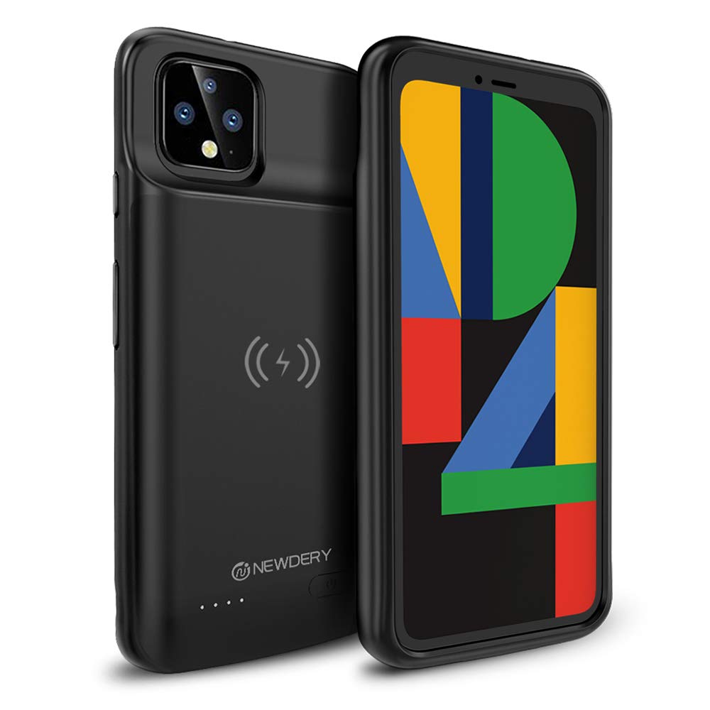 NEWDERY Google Pixel 4 Battery Case, 5000mAh Charging Case Support Qi Wireless Charging Rechargeable External Charger Case Backup Power Bank for Google Pixel 4(Qi Wireless Charging Function)