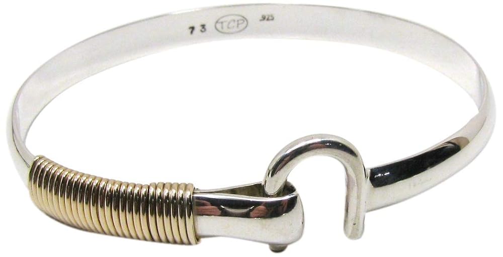 St. Croix Hook Bracelet 6 mm wide, Sterling Silver and 14K