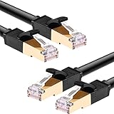 UGREEN Ethernet Cable Cat7 Networking Cord Patch Cable 2 Pack 6 Feet RJ45 10 Gigabit 600Mhz Lan Wire Cable STP for Modem, Router, PC, Mac, Laptop, PS2, PS3, PS4, XBox, and XBox 360 Black