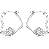 Frog Gifts Frog Earrings for Women Sterling Silver Cute Animal Hoop Earrings Stud Leverback Jewelry for Daughter