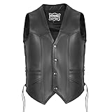 TIGER MOTO Mens Leather Motorcycle Vest For