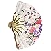 TOOGOO(R) Hand Fan Bamboo Flower Printed Japanese Style Foldable Hand Held Fan Gift Decor