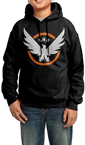 YHTY Youth Unisex Hooded Sweatshirt Eagle Video Game Logo Black Size L